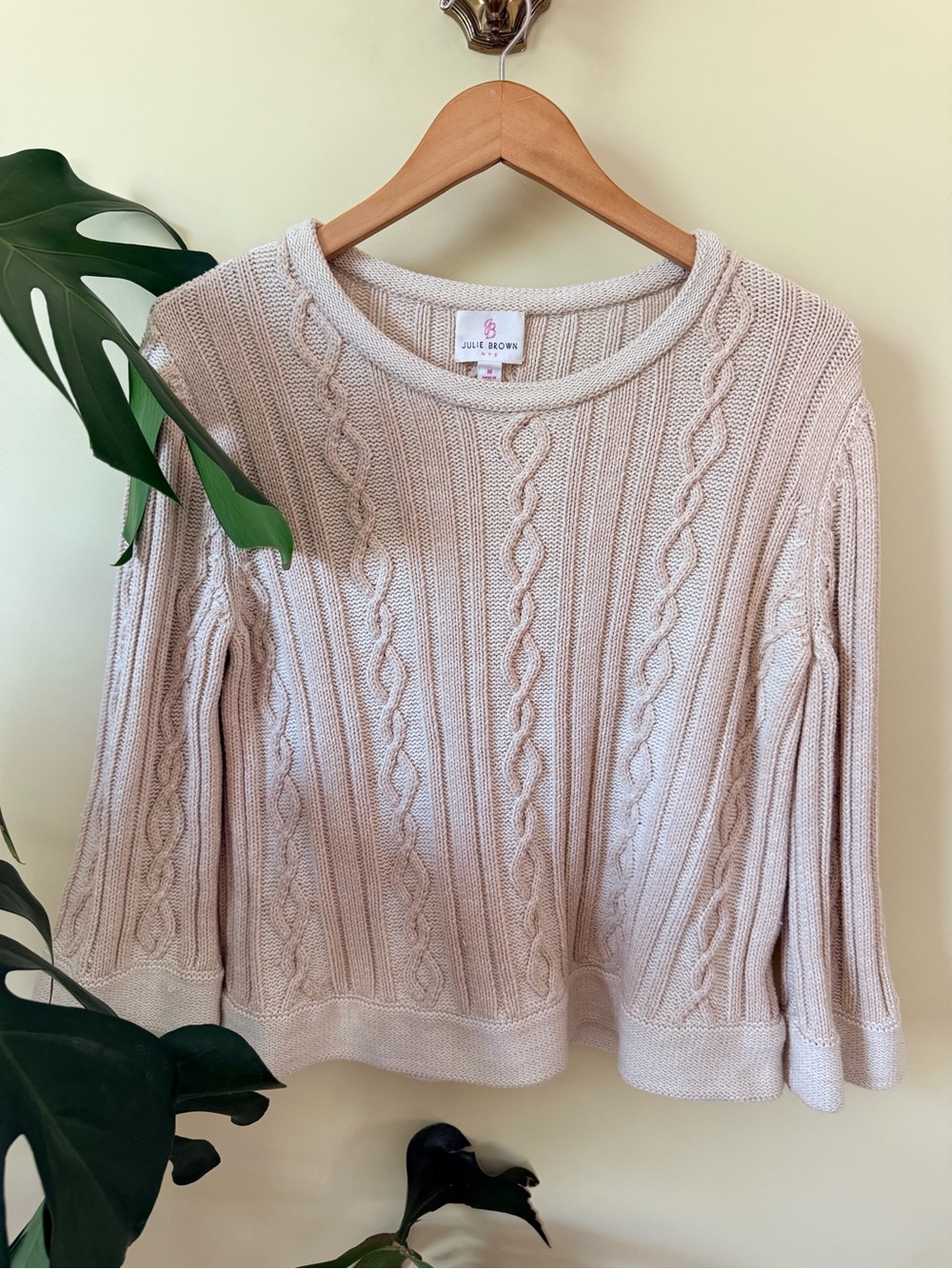 JB by Julie Brown Cream Cable Knit Sweater - Women's Small Medium